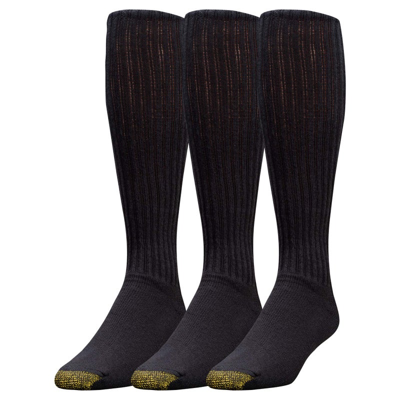 GOLDTOE Men's Ultra Tec Performance Over-The-Calf Athletic Socks, Multipairs, Black (3-Pairs), Large - Image 1